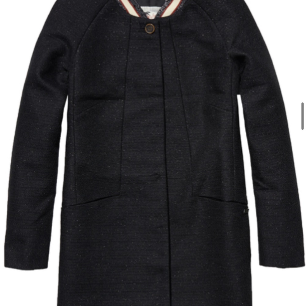 Scotch & Soda Black Coat with Striped Lining
